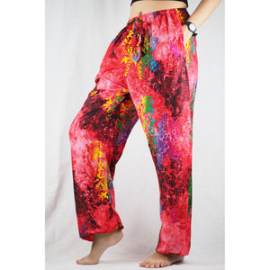 Tie dye Unisex Drawstring Genie Pants in Red PP0110 020037 01