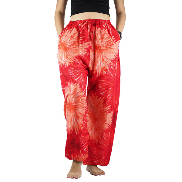 Tie dye Unisex Drawstring Genie Pants in Red PP0110 020038 01