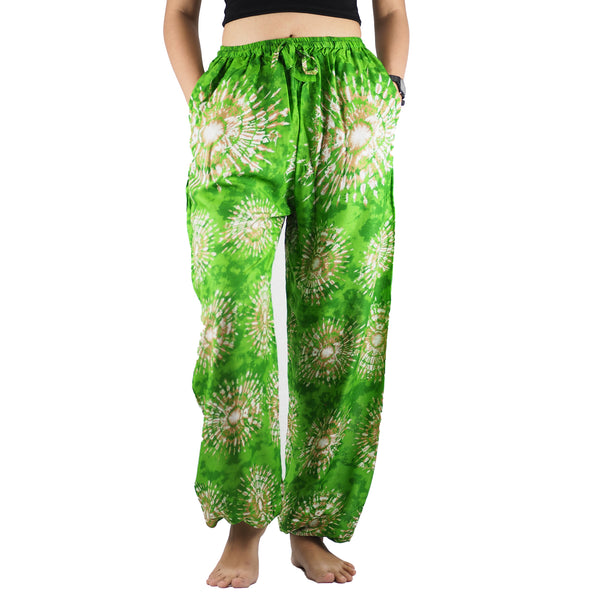 Tie dye Unisex Drawstring Genie Pants in Green PP0110 020039 02