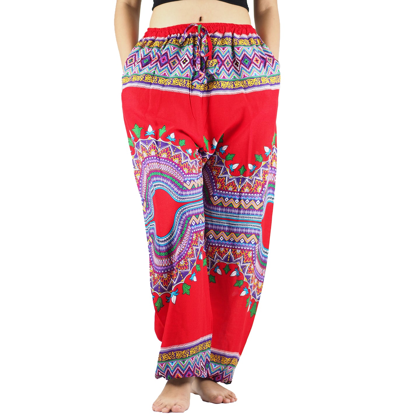 Regue Unisex Drawstring Genie Pants in Red PP0110 020043 01