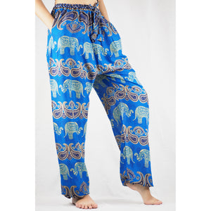 Cartoon elephant Unisex Drawstring Genie Pants in Blue PP0110 020052 01