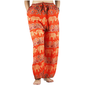 Cartoon elephant Unisex Drawstring Genie Pants in Orange PP0110 020052 02