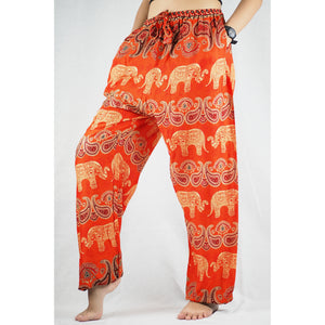 Cartoon elephant Unisex Drawstring Genie Pants in Orange PP0110 020052 02