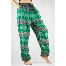 Load image into Gallery viewer, Cartoon elephant Unisex Drawstring Genie Pants in Green PP0110 020052 04