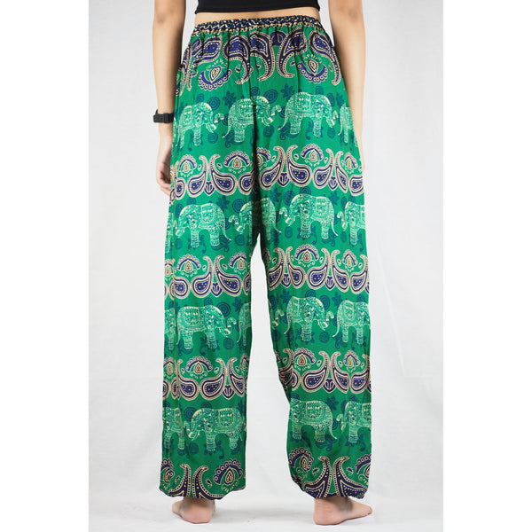 Cartoon elephant Unisex Drawstring Genie Pants in Green PP0110 020052 04