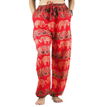 Load image into Gallery viewer, Cartoon elephant Unisex Drawstring Genie Pants in Red PP0110 020052 05