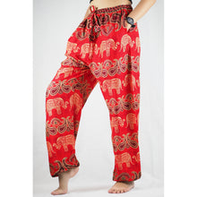 Load image into Gallery viewer, Cartoon elephant Unisex Drawstring Genie Pants in Red PP0110 020052 05