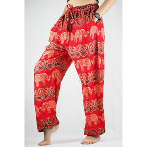 Cartoon elephant Unisex Drawstring Genie Pants in Red PP0110 020052 05