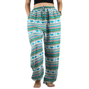 Striped Elephant Unisex Drawstring Genie Pants in Ocean Blue PP0110 020053 01