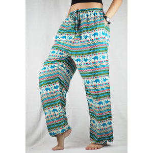 Striped Elephant Unisex Drawstring Genie Pants in Ocean Blue PP0110 020053 01