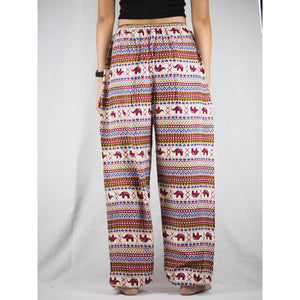 Striped elephant Unisex Drawstring Genie Pants in Red PP0110 020053 03