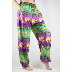 Indian elephant Unisex Drawstring Genie Pants in Purple PP0110 020056 04