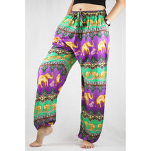 Load image into Gallery viewer, Indian elephant Unisex Drawstring Genie Pants in Purple PP0110 020056 04