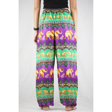 Load image into Gallery viewer, Indian elephant Unisex Drawstring Genie Pants in Purple PP0110 020056 04