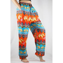 Load image into Gallery viewer, Indian elephant Unisex Drawstring Genie Pants in Orange PP0110 020056 05