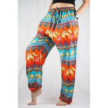 Load image into Gallery viewer, Indian elephant Unisex Drawstring Genie Pants in Orange PP0110 020056 05