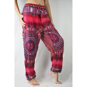 Tribal dashiki Unisex Drawstring Genie Pants in Pink PP0110 020060 01