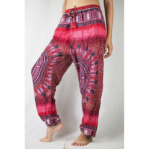 Tribal dashiki Unisex Drawstring Genie Pants in Pink PP0110 020060 01