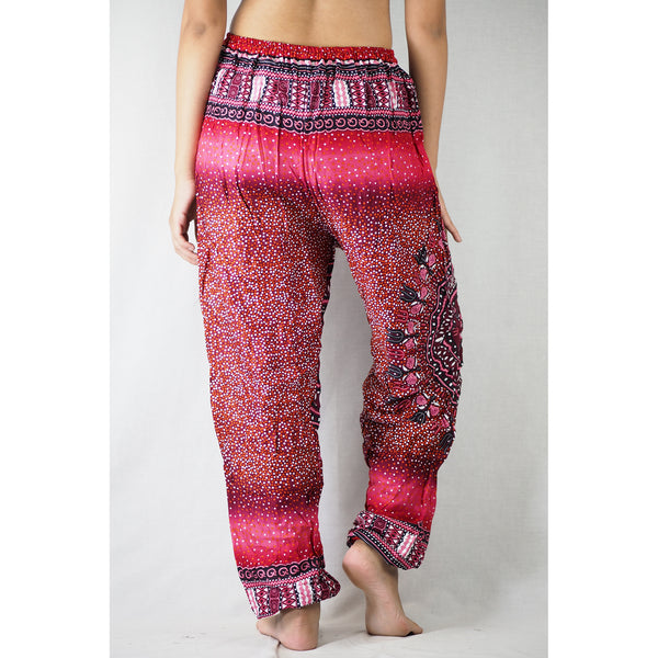 Tribal dashiki Unisex Drawstring Genie Pants in Pink PP0110 020060 01