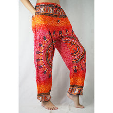 Load image into Gallery viewer, Tribal dashiki Unisex Drawstring Genie Pants in Orange PP0110 020060 03