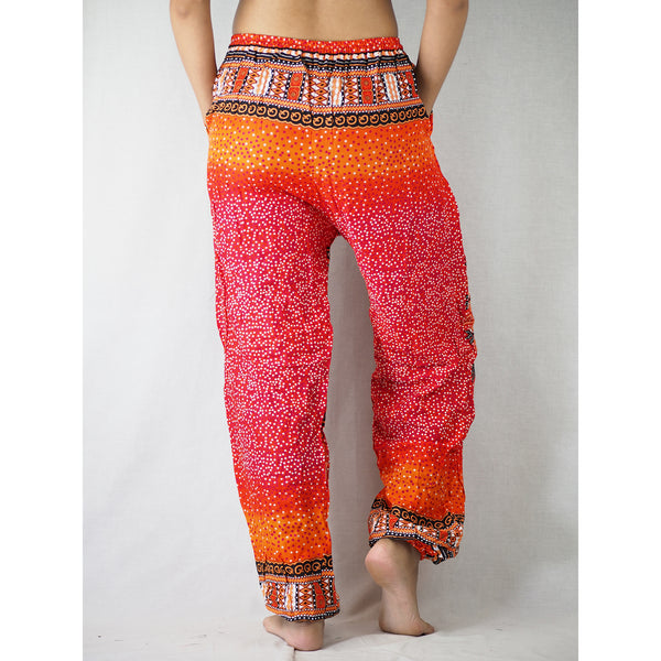 Tribal dashiki Unisex Drawstring Genie Pants in Orange PP0110 020060 03