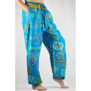 Cartoon elephant Unisex Drawstring Genie Pants in Blue PP0110 020061 04