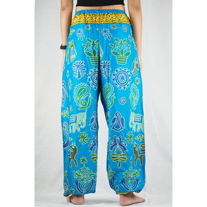 Cartoon elephant Unisex Drawstring Genie Pants in Blue PP0110 020061 04