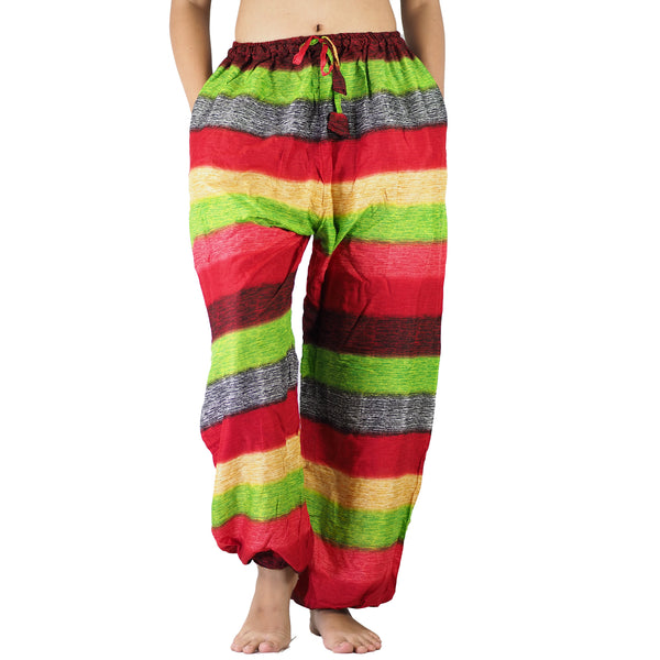 Funny Stripes Unisex Drawstring Genie Pants in Red PP0110 020063 03