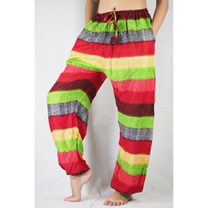 Funny Stripes Unisex Drawstring Genie Pants in Red PP0110 020063 03