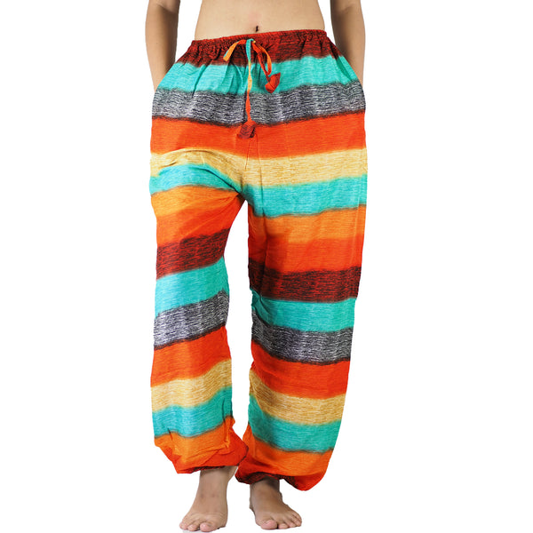 Funny Stripes Unisex Drawstring Genie Pants in Orange PP0110 020063 05