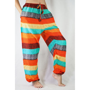 Funny Stripes Unisex Drawstring Genie Pants in Orange PP0110 020063 05