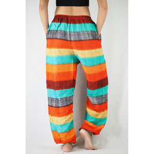 Funny Stripes Unisex Drawstring Genie Pants in Orange PP0110 020063 05