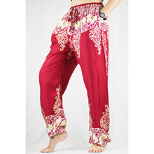 Load image into Gallery viewer, Flower chain Unisex Drawstring Genie Pants in Red PP0110 020064 04