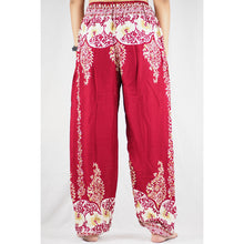Load image into Gallery viewer, Flower chain Unisex Drawstring Genie Pants in Red PP0110 020064 04