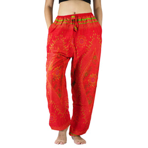 Big eye Unisex Drawstring Genie Pants in Red PP0110 020065 06