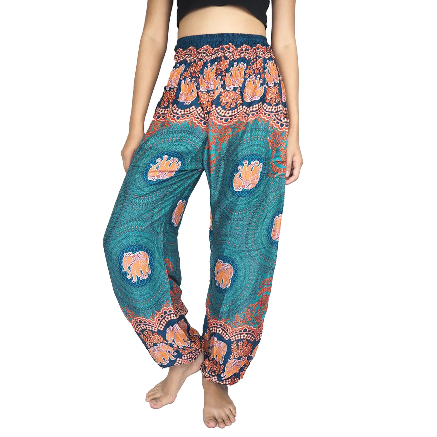 Mandala elephant 71 women harem pants in Green PP0004 020071 06