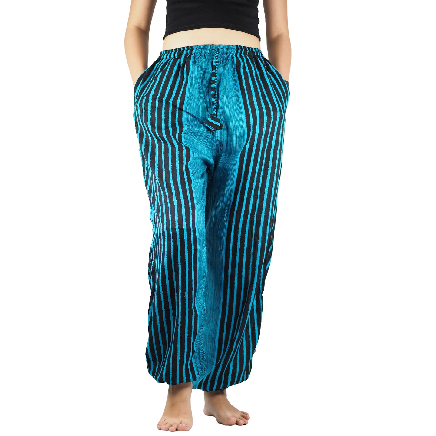 Zebra Unisex Drawstring Genie Pants in Ocean Blue PP0110 020077 01