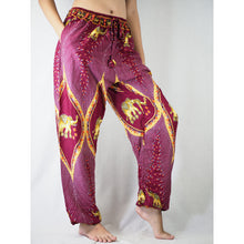 Load image into Gallery viewer, Diamond Elephant Unisex Drawstring Genie Pants in Red PP0110 020079 02