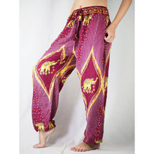 Load image into Gallery viewer, Diamond Elephant Unisex Drawstring Genie Pants in Red PP0110 020079 02