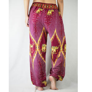 Diamond Elephant Unisex Drawstring Genie Pants in Red PP0110 020079 02