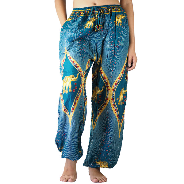 Diamond Elephant Unisex Drawstring Genie Pants in Ocean Blue PP0110 020079 03