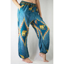 Load image into Gallery viewer, Diamond Elephant Unisex Drawstring Genie Pants in Ocean Blue PP0110 020079 03