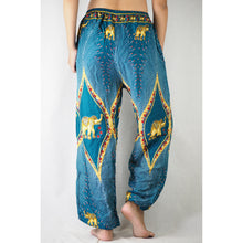 Load image into Gallery viewer, Diamond Elephant Unisex Drawstring Genie Pants in Ocean Blue PP0110 020079 03