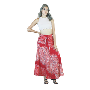 Peonies Mandala Women's Bohemian Skirt in Red SK0033 020308 01