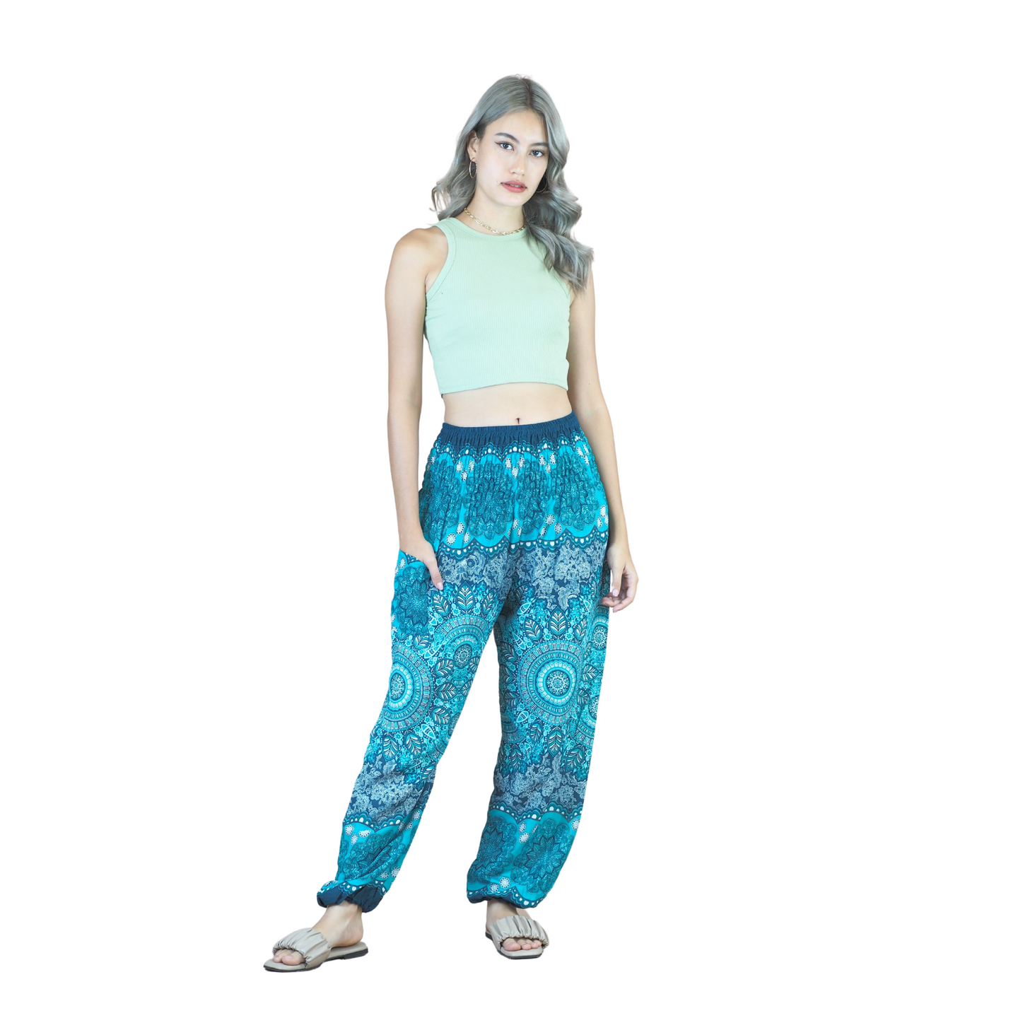 Daffodils Mandala women harem pants in Ocean Blue PP0004 020265 06