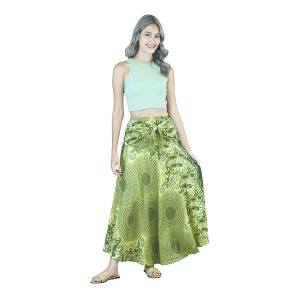 Acacia Mandala Women's Bohemian Skirt in Green SK0033 020305 02