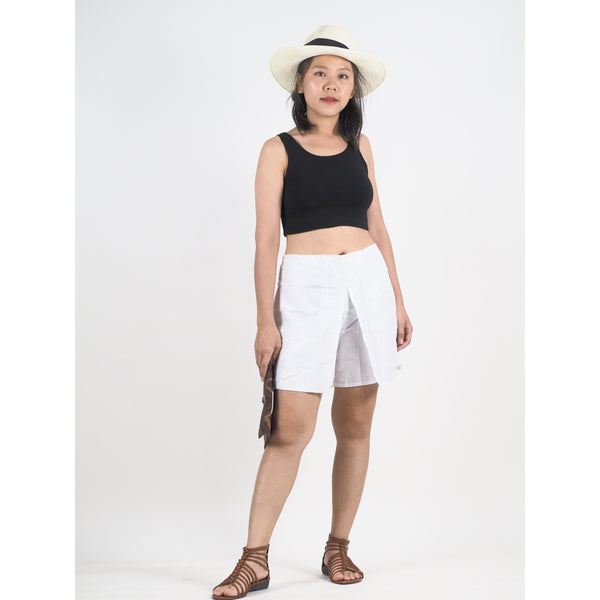 Solid Color Women's Wrap Shorts Pants in White PP0205 020000 04
