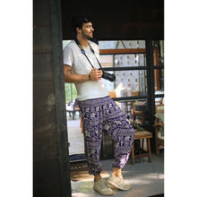 Load image into Gallery viewer, African Elephant 4 men/women harem pants in purple PP0004 020004 02