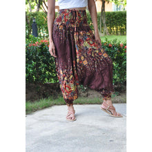 Load image into Gallery viewer, Floral Royal Unisex Aladdin drop crotch pants in Brown PP0056 020010 05