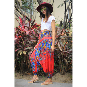 Floral Royal Unisex Aladdin drop crotch pants in Red PP0056 020010 10
